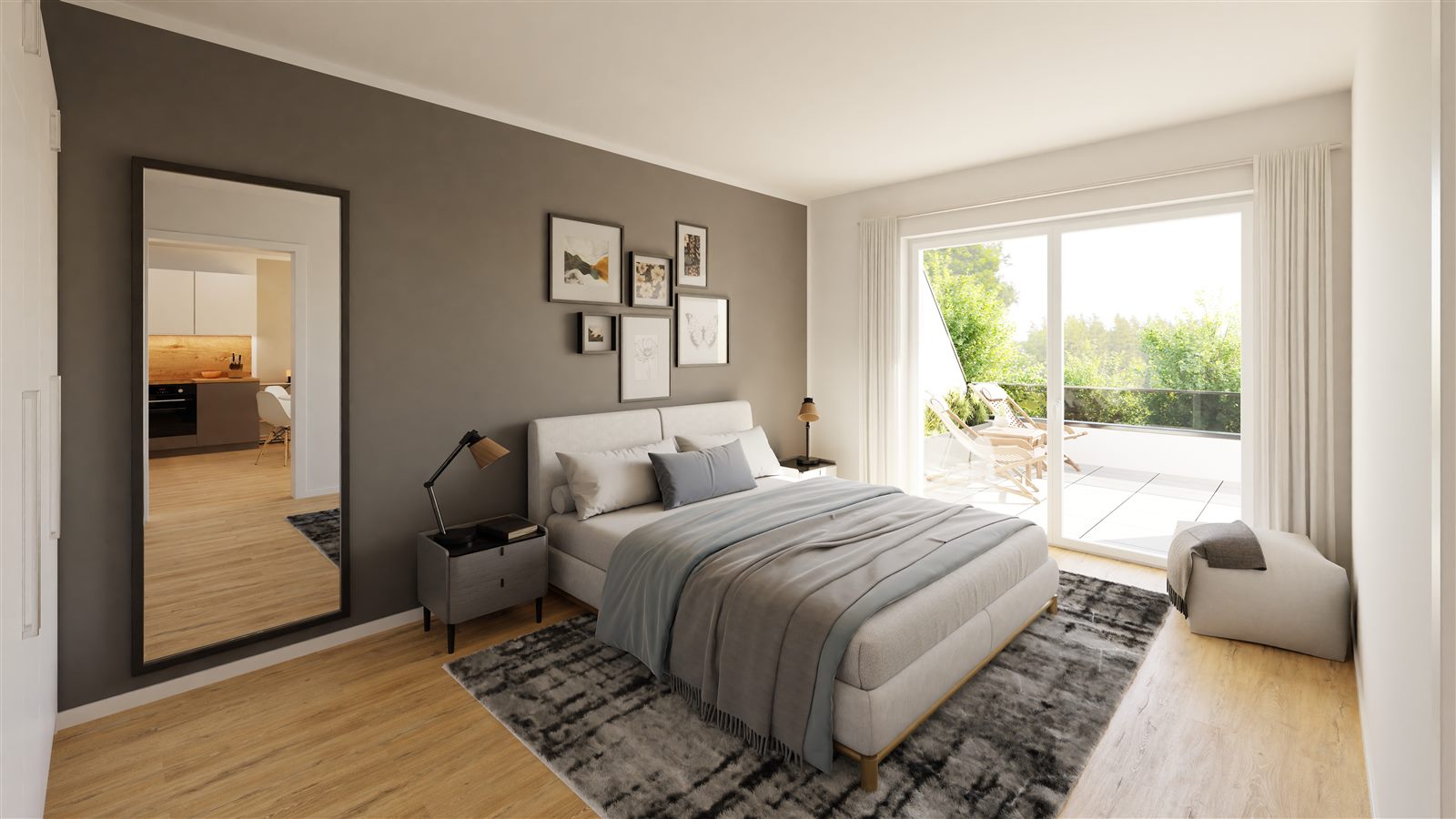 Schlafzimmer mit Balkonzugang